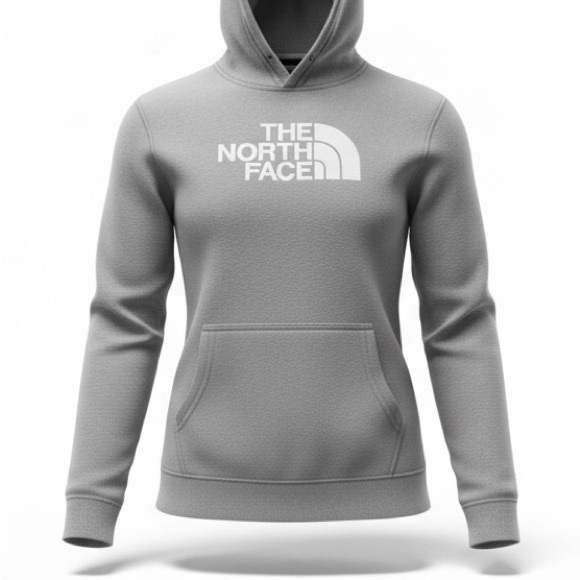 The North Face Women’s Gray Logo Hoodie Sweatshirt Size M Classic Cozy Pullover - Picture 4 of 5
